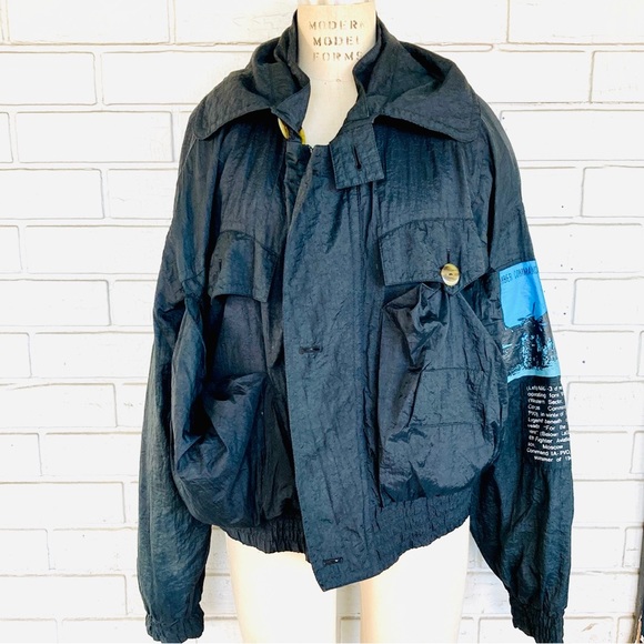 Vintage Carole Little Nylon Aviator Bomber Jacket M/ L - Picture 5 of 14